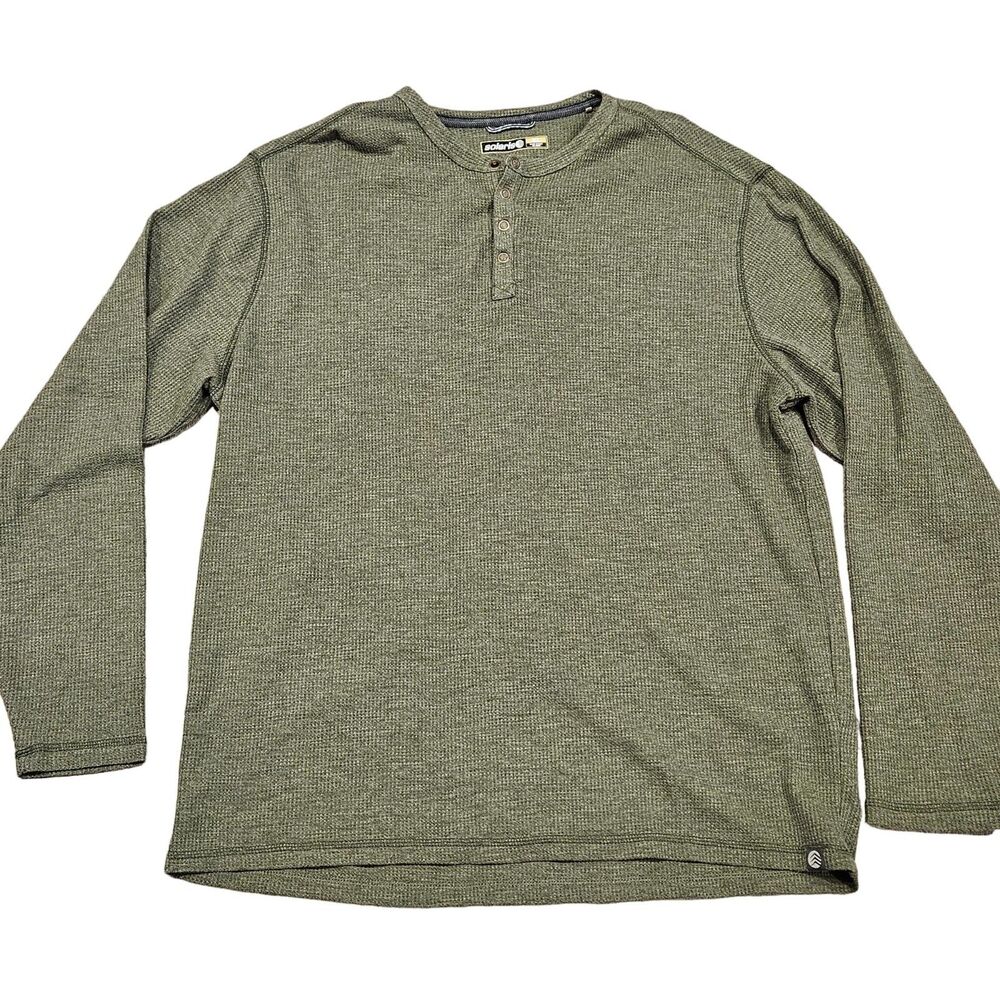 Solaris Men's Gray Long Sleeve Thermal Henley Shirt Size XL Metal Snaps